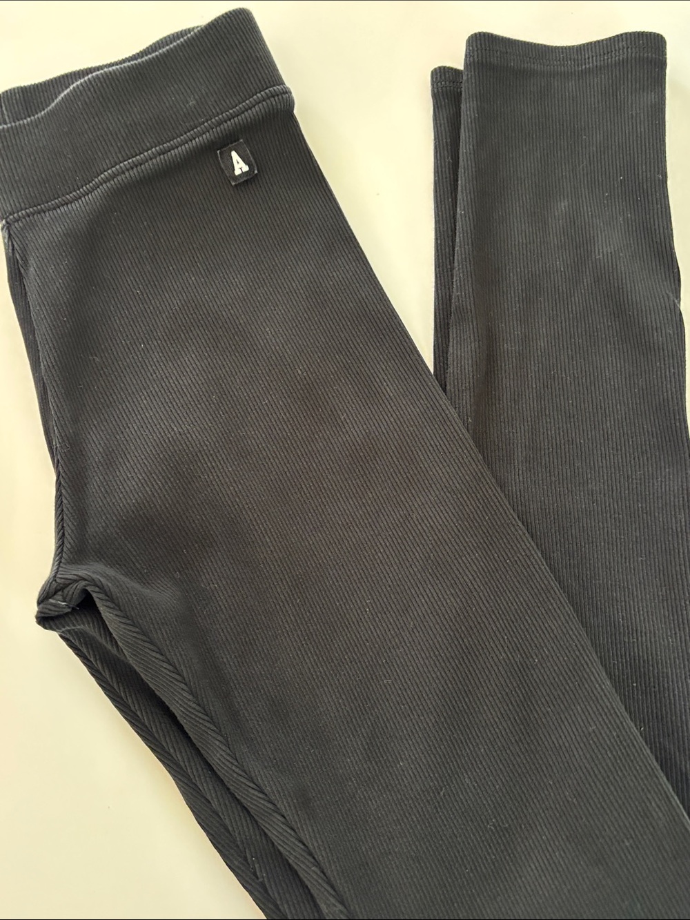 Kids Black Ribbed Leggings - Brand:Zara